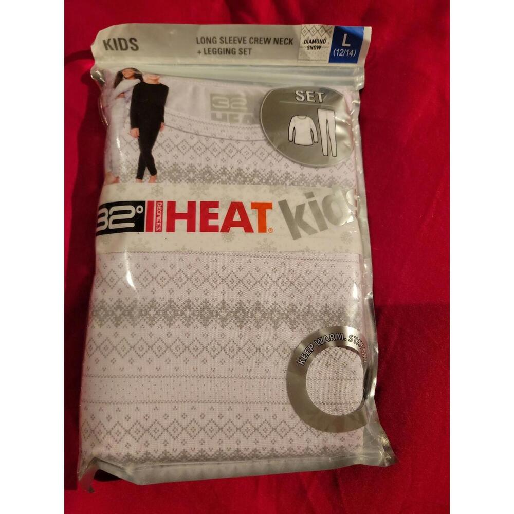 32 Degrees Heat Kids Long Sleeve Crew Neck and Legging Set Size L 12/14 NEW #C4